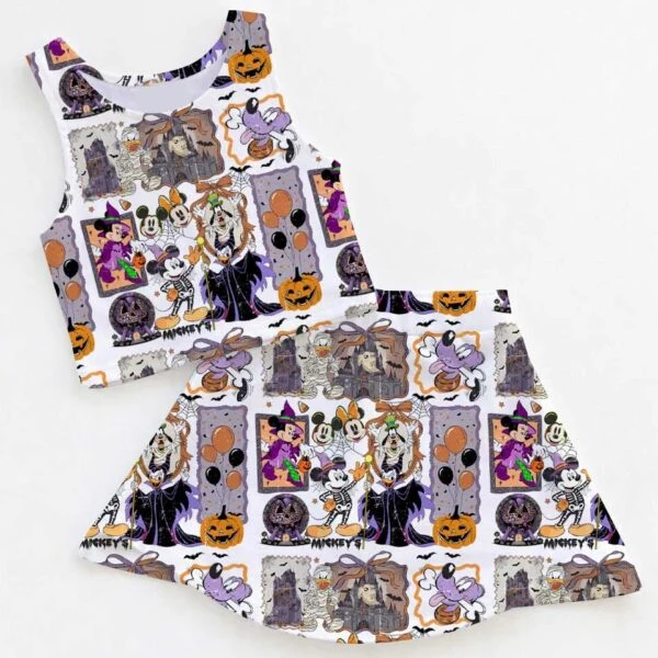 Women's Halloween Mickey & Friends Activewear Set, Mickey Minnie Donald & Goofy Athletic Dress & Skort Outfit
