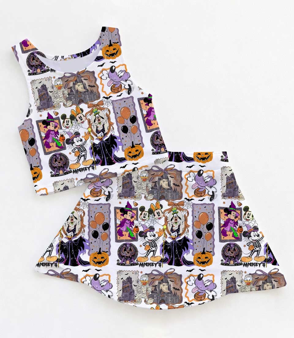 Women's Halloween Mickey & Friends Activewear Set, Mickey Minnie Donald & Goofy Athletic Dress & Skort Outfit