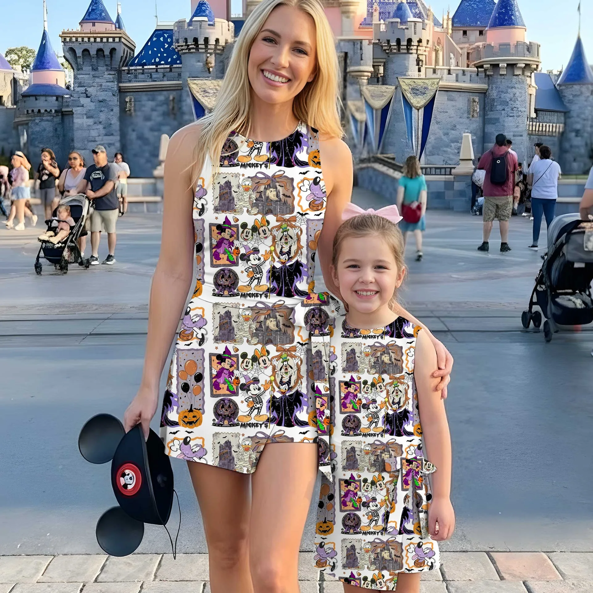 Girls Halloween Portrait Mickey Friends Tennis Dress Skirt, Family Matching Disney Outfit