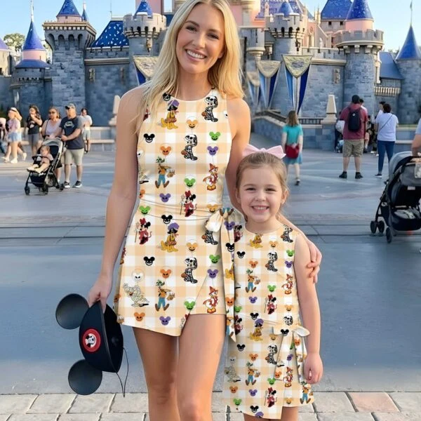 Girls Mickey Friends Checkerboard Tennis Dress Skirt, Family Matching Halloween Outfit