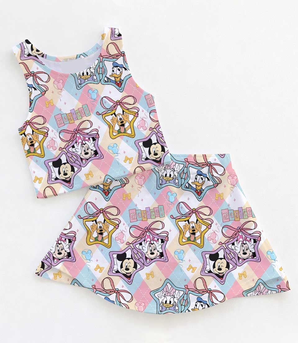 Magical Mickey Coquette Bow Dress Set, Castle Family Vacation Outfit