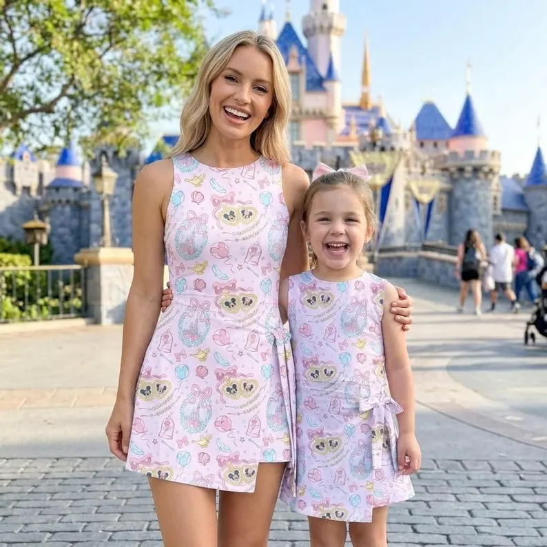Girls Pink Mickey Minnie Tennis Dress Skirt, Family Matching Disney Outfit