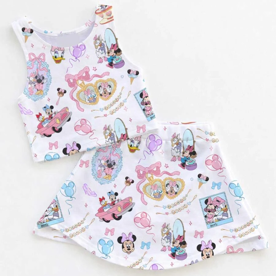 Coquette Bows Minnie Daisy Set Dress, Minnie And Daisy Bestie Disney Tennis Dress Magic Kingdom Trip Outfit Set