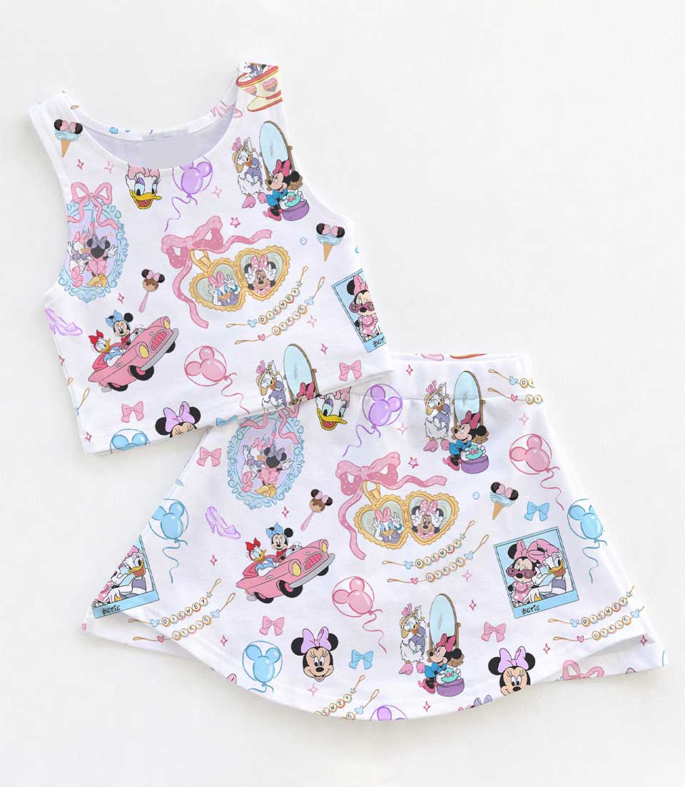 Coquette Bows Minnie Daisy Set Dress, Minnie And Daisy Bestie Disney Tennis Dress Magic Kingdom Trip Outfit Set