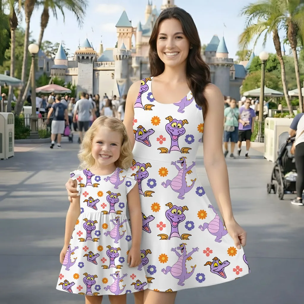 Disney Figment Character Pattern Mommy & Me Dress, Mama Mini Family Matching Outfit