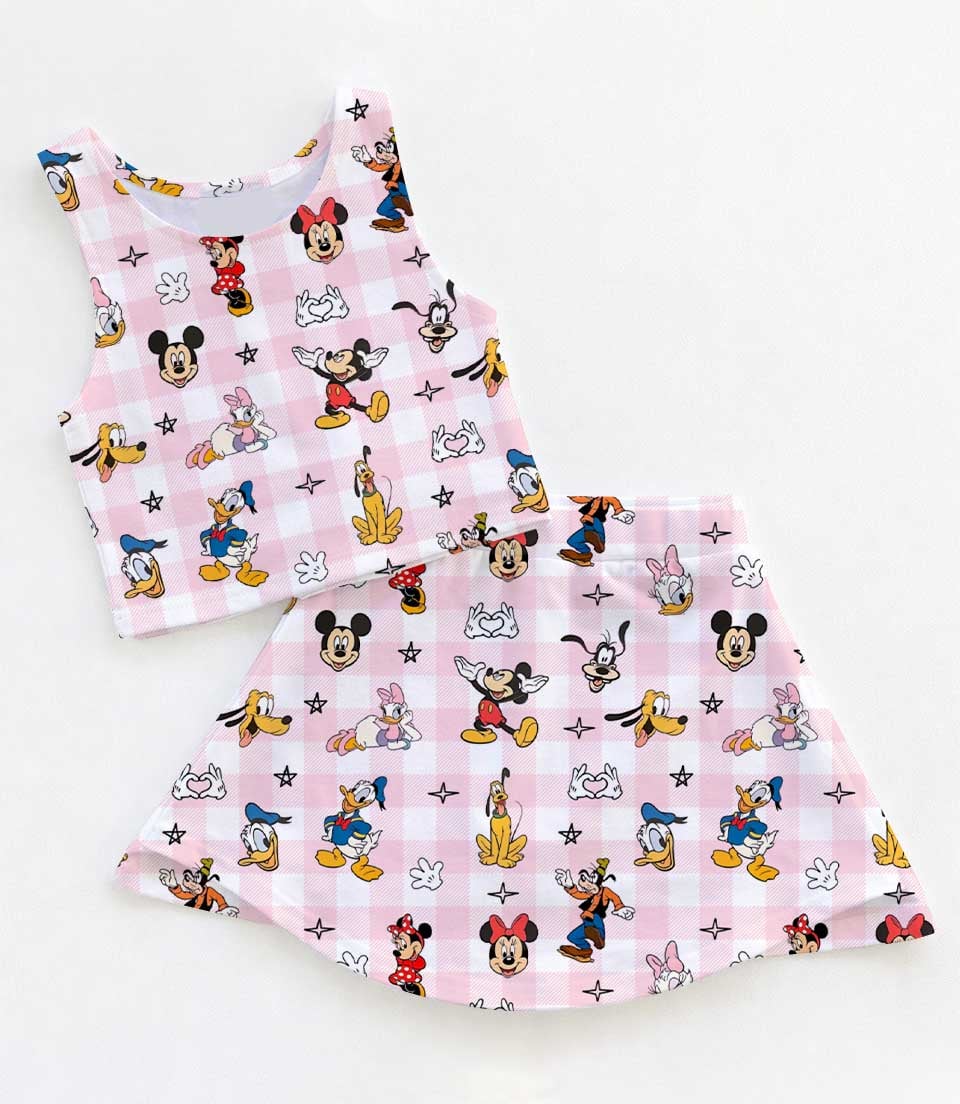 Disney Mickey and Friends Dress Set, Pink Gingham Vacation Outfit