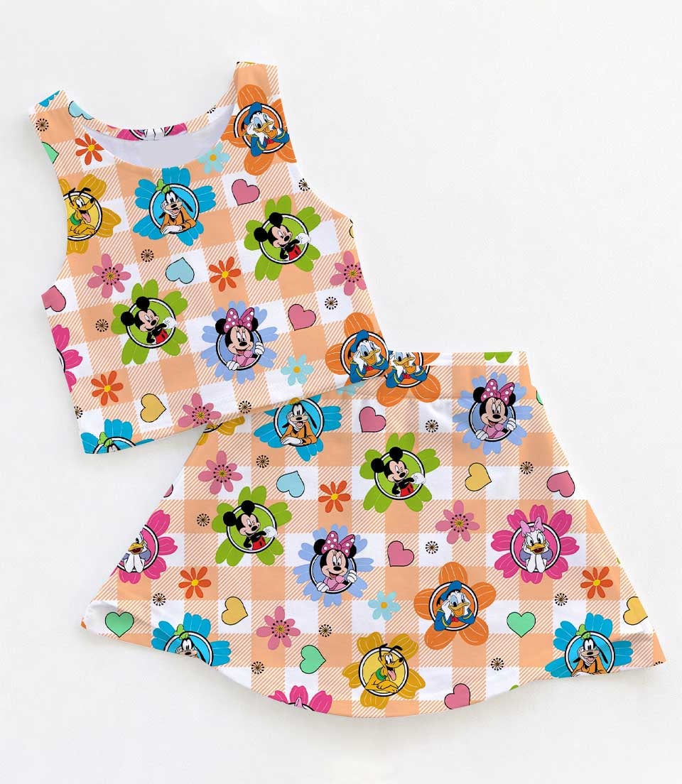 Disney Mickey and Friends Dress Set, Orange Gingham Vacation Outfit