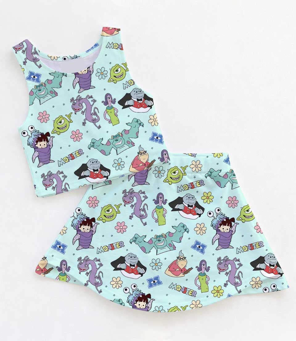 Monster Inc Disney Dress Set, Coquette Tennis Skirt Vacation Outfit, Cartoon Movie Fan Gift