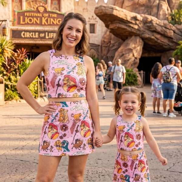 Lion King Matching Dress Set, Mom And Me Cartoon Outfit, Disneyland Family Trip Clothes