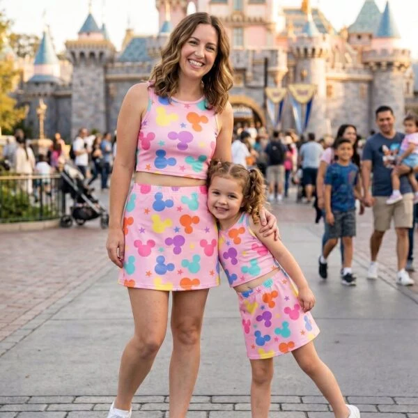 Pastel Mickey Matching Dress Set, Mom And Me Outfit, Disney Park Vacation Clothes