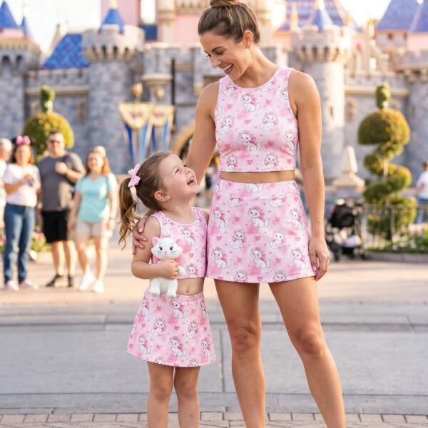Disney Marie Dress Set, Cartoon Skirt Set, Mom And Me Matching Dress Set, Theme Park Vacation Outfit, Cute Family Trip Outfit