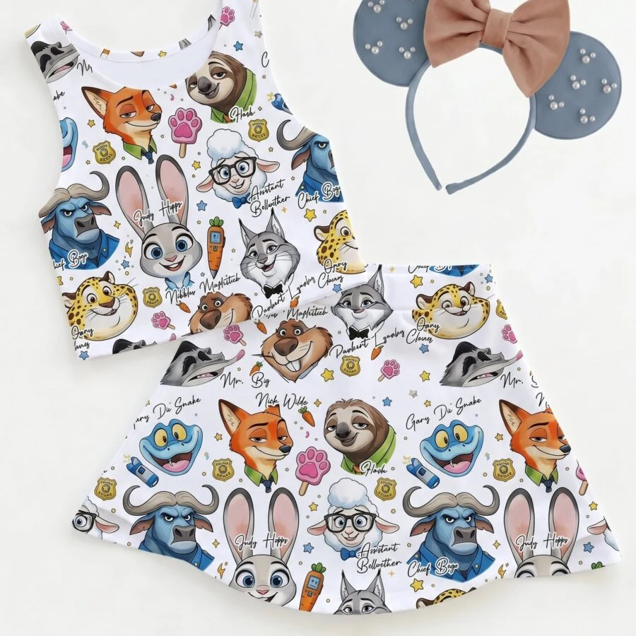 Disney Character Dress Set, Cartoon Skirt Set, Mom And Me Matching Dress Set, Theme Park Vacation Outfit, Cute Family Trip Outfit