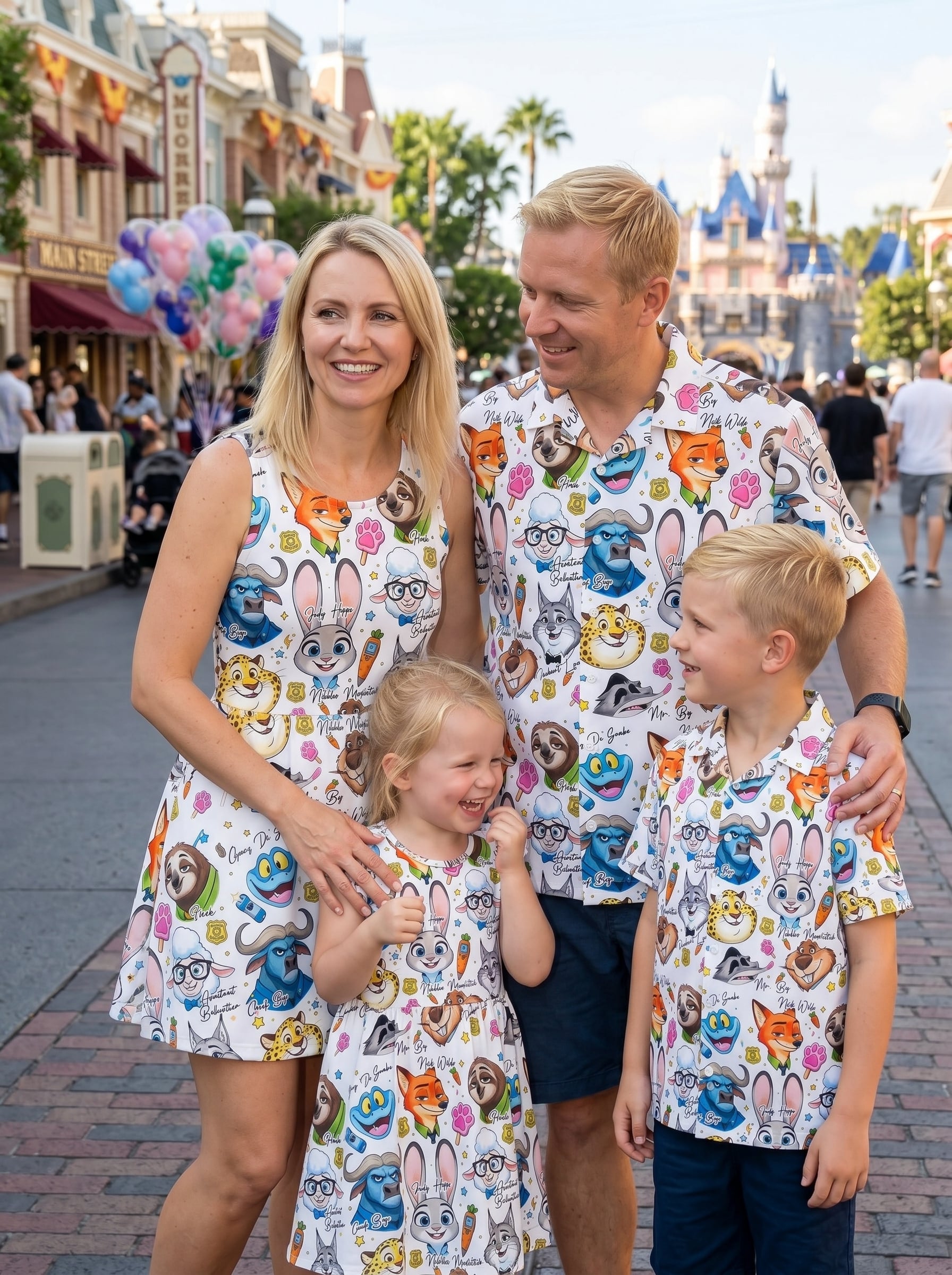 Zootopia Disney Matching Family Set, Character Print Outfit, Disneyland Family Trip Clothes