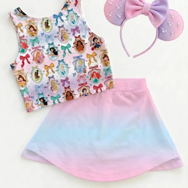 Disney Princess Ombre Matching Dress Set, Mom And Me Cartoon Outfit, Disneyland Family Trip Clothes