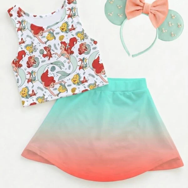 The Little Mermaid Ombre Matching Dress Set, Mom And Me Cartoon Outfit, Disneyland Family Trip Clothes