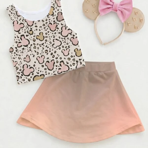 Leopard Mickey Ombre Matching Dress Set, Mom And Me Cartoon Outfit, Disneyland Family Trip Clothes