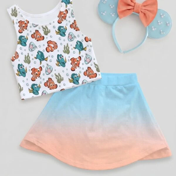 Finding Nemo Ombre Matching Dress Set, Mom And Me Cartoon Outfit, Disneyland Family Trip Clothes