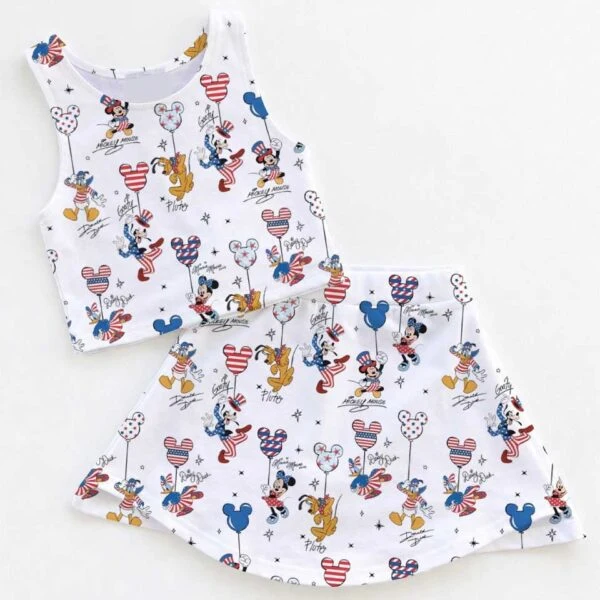 Disney Mickey and Friends 4th of July Dress Set, Patriotic Independence Day Vacation Outfit