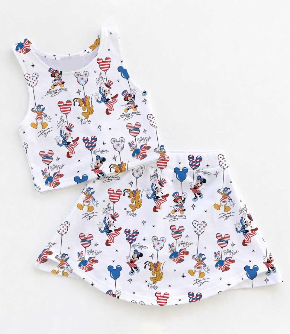 Disney Mickey and Friends 4th of July Dress Set, Patriotic Independence Day Vacation Outfit