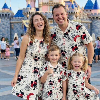 Mickey Cruise Dress Set, Disney Family Matching Vacation Outfit, Mickey Button Shirt And Skater Dress Summer Cruise Gift