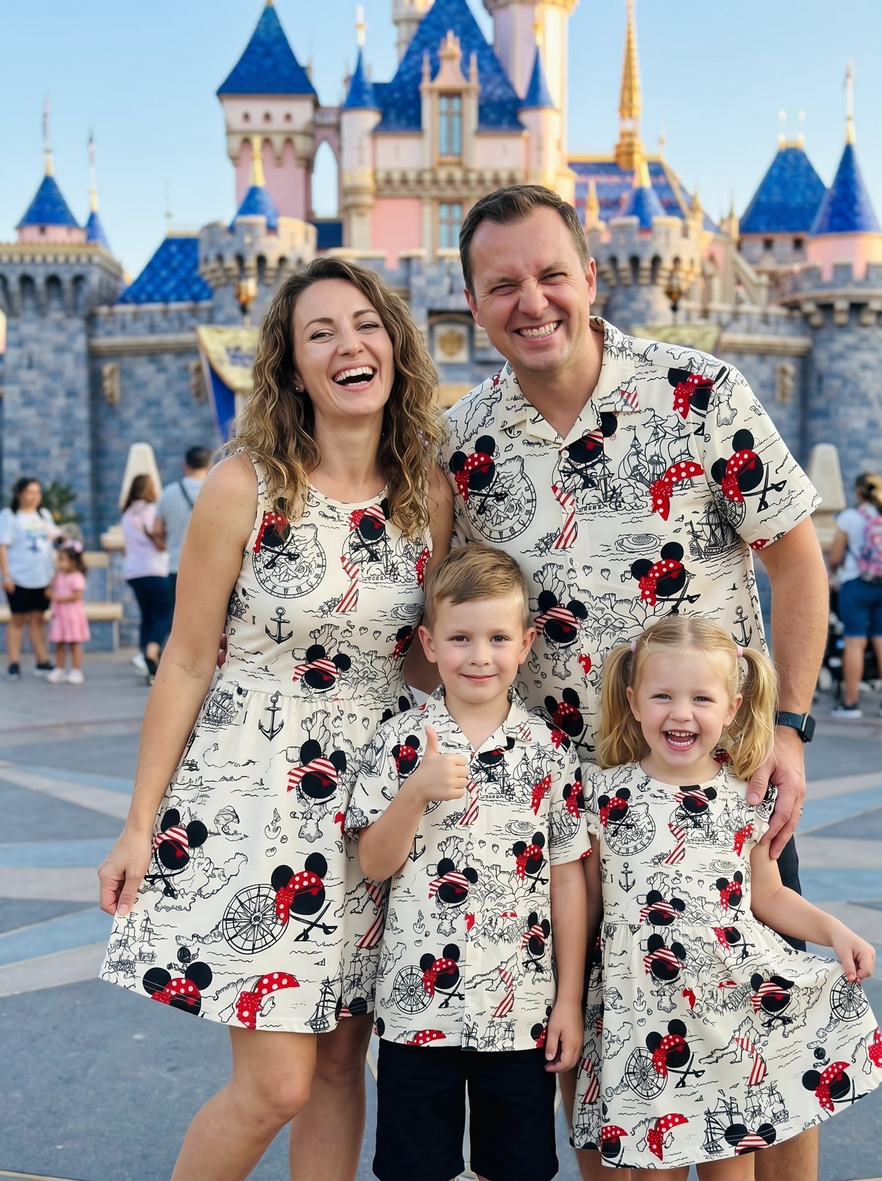 Mickey Cruise Dress Set, Disney Family Matching Vacation Outfit, Mickey Button Shirt And Skater Dress Summer Cruise Gift
