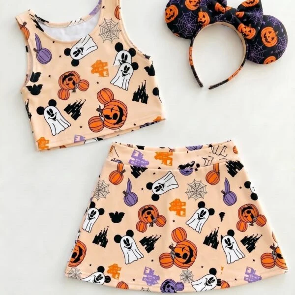 Disney Halloween Dress Set, Cartoon Skirt Set, Mom And Me Matching Dress Set, Theme Park Vacation Outfit, Cute Family Trip Outfit