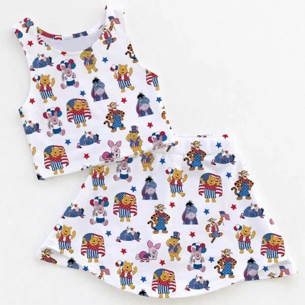 Disney Winnie the Pooh & Friends 4th of July Matching Mom and Me Dress Set, Patriotic Independence Day Vacation Outfit
