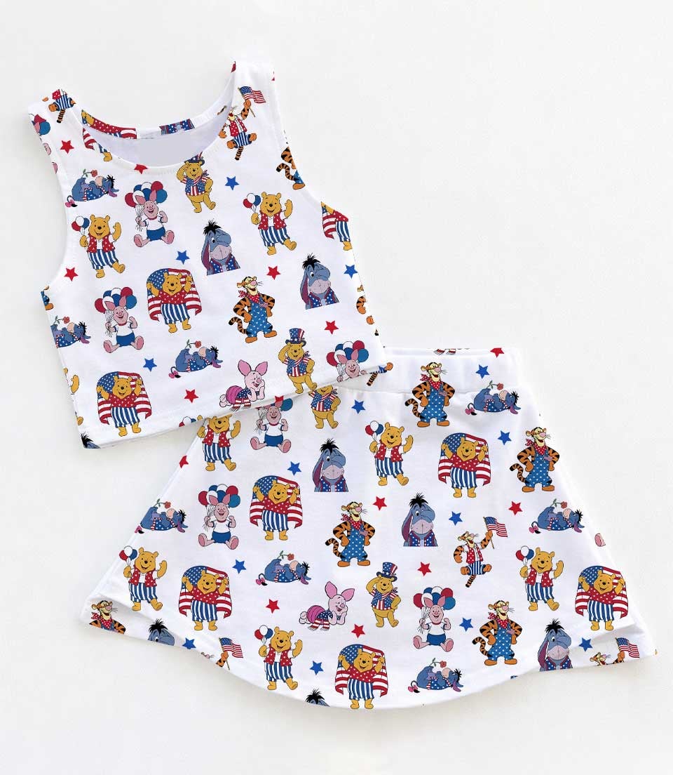 Disney Winnie the Pooh & Friends 4th of July Matching Mom and Me Dress Set, Patriotic Independence Day Vacation Outfit