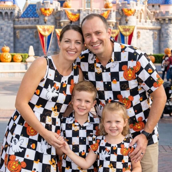 Halloween Mickey Checkerboard Family Matching Outfit, Disney Park Vacation Clothes