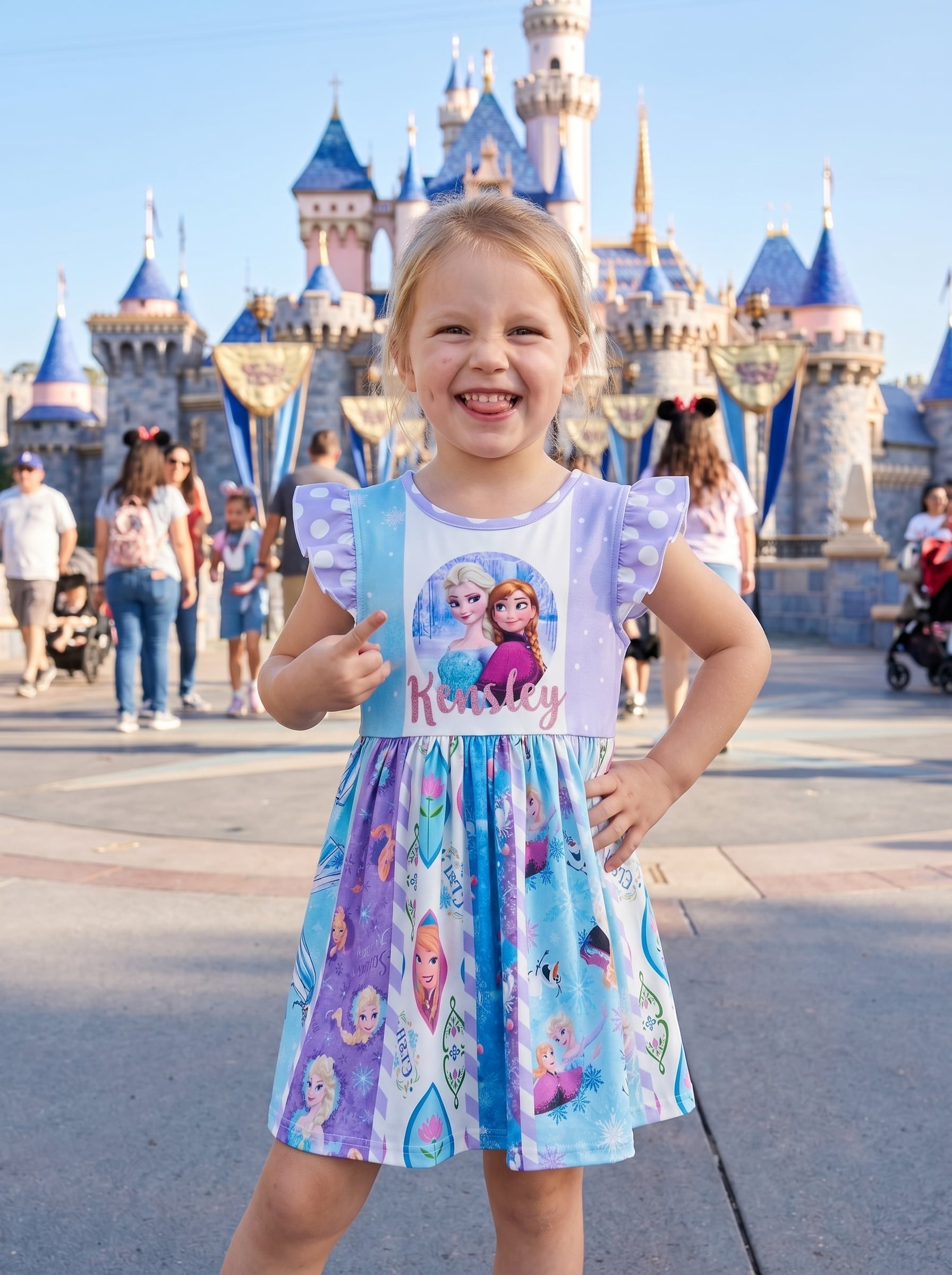 Personalized Frozen Twirl Dress, Elsa Anna Custom Name Dress, Disney Park Outfit for Girls
