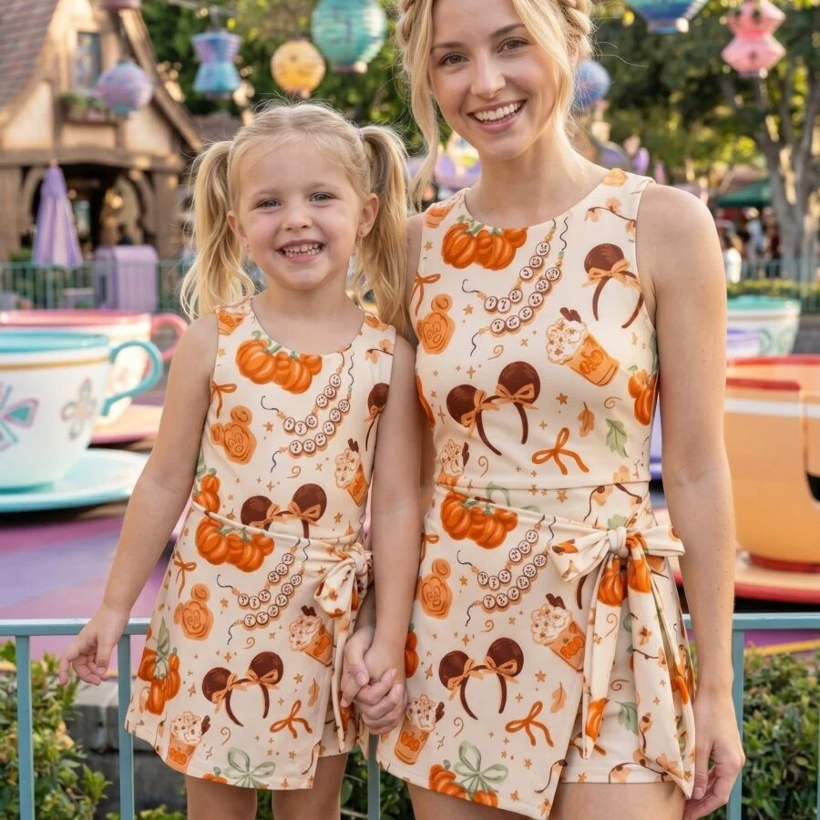 Halloween Mickey Girl Tennis Dress Skirt, Disney Park Vacation Pumpkin Outfit
