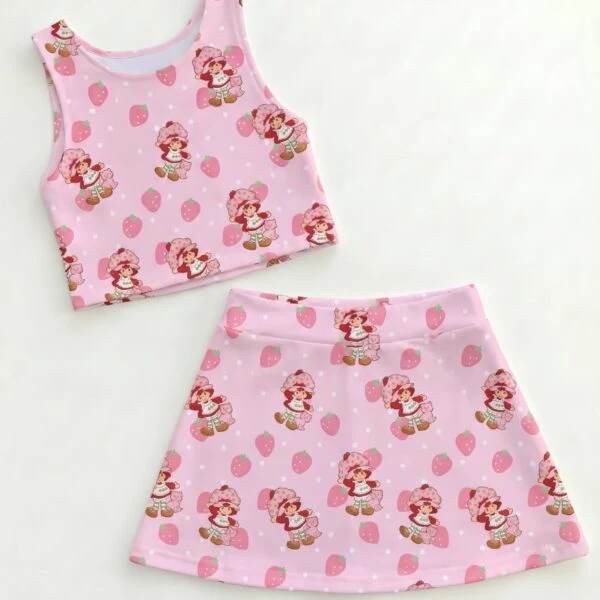 Strawberry Shortcake Matching Dress Set, Mom And Me Outfit, Pink Strawberry Tennis Skort Dress