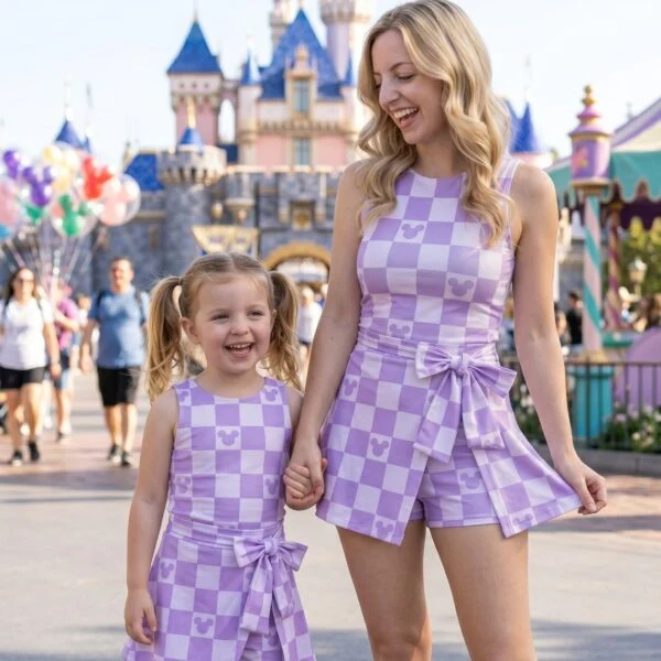 Pastel Mickey Checkerboard Tennis Dress Skirt, Disney Park Vacation Outfit, Magic Kingdom Disney Skort Dress