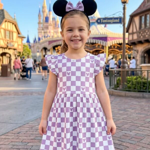 Pastel Mickey Checkerboard Matching Dress Set, Mom And Me Outfit, Disney Parks Vacation Clothes