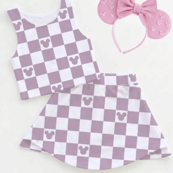 Mickey Checkerboard Matching Dress Set, Mom And Me Outfit, Disney Park Vacation Clothes