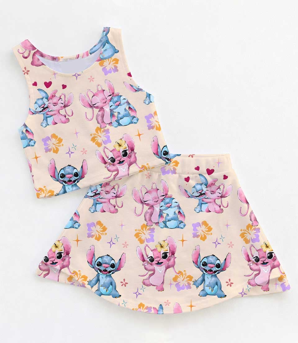 Disney Stitch & Angel Matching Mom and Me Dress Set, Cute Hawaiian Theme Park Family Vacation Outfit