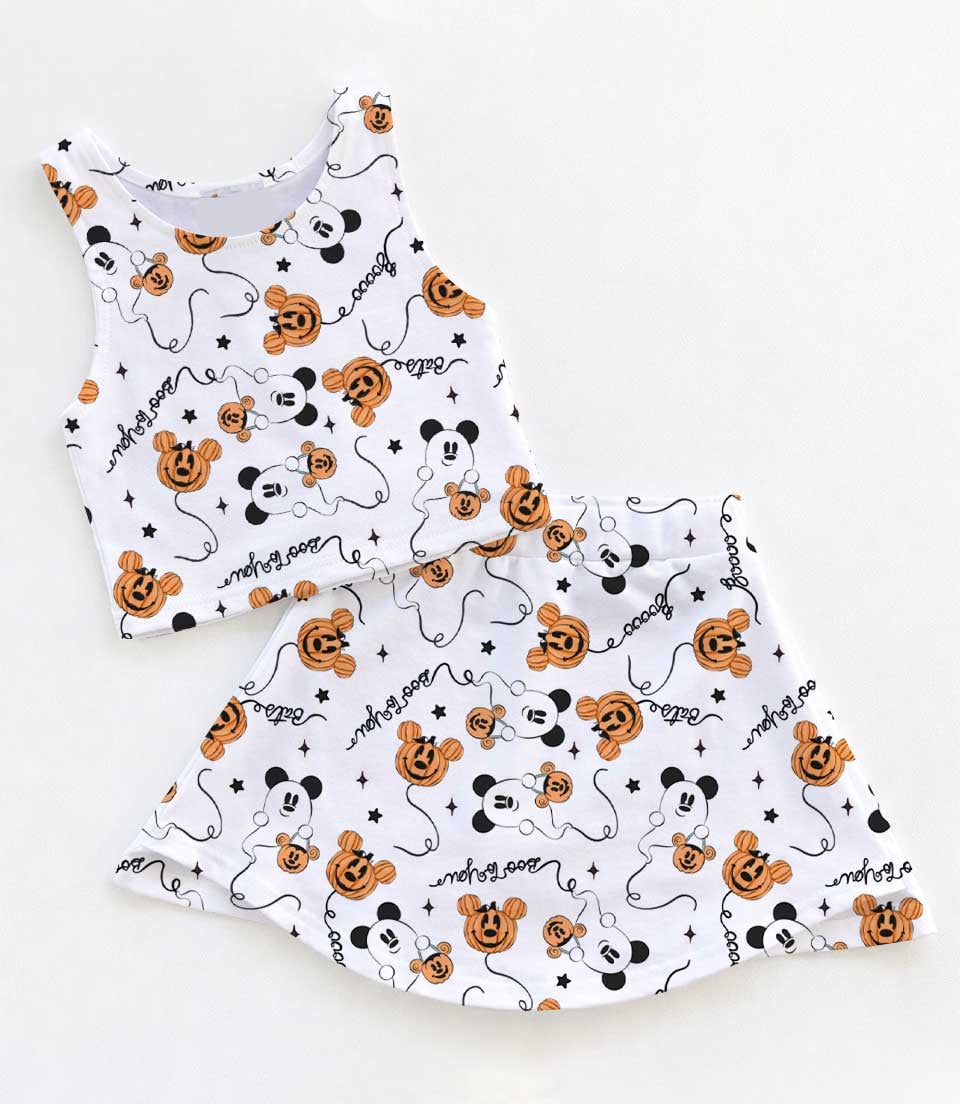 Disney Mickey Mouse Halloween Ghost Pumpkin Matching Mom and Me Dress Set, Family Halloween Theme Park Vacation Outfit