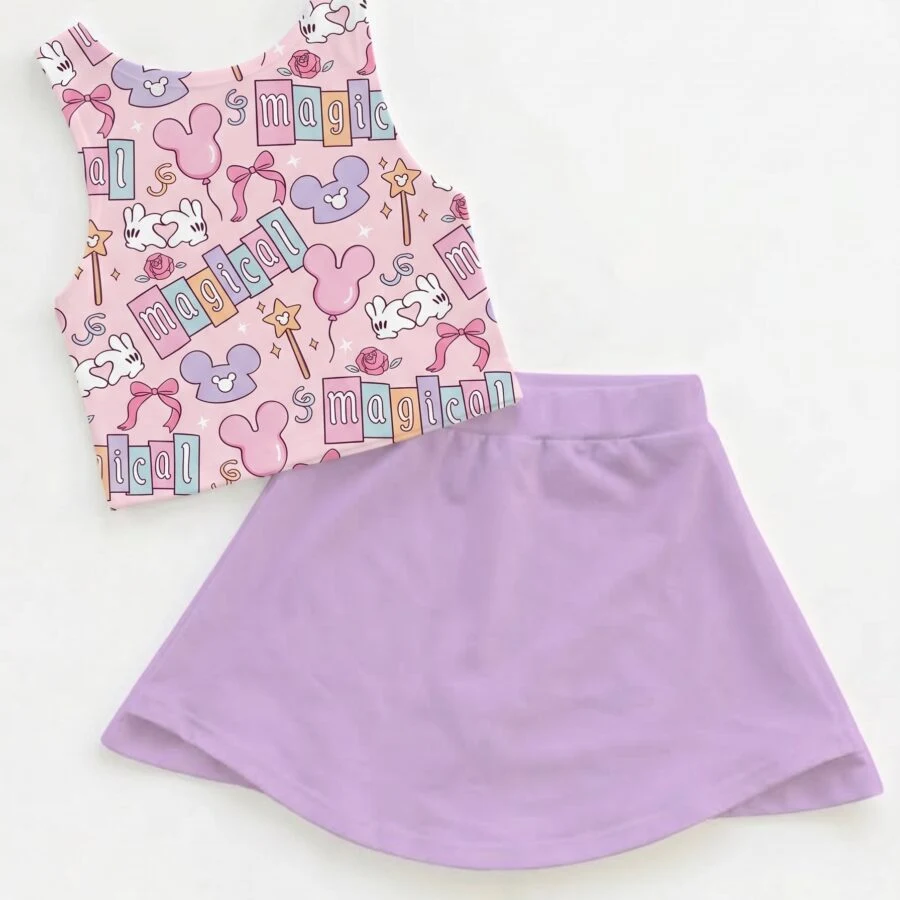 Coquette Disney Set Dress, Mickey Ears Bow Disneyland Vacation Outfit
