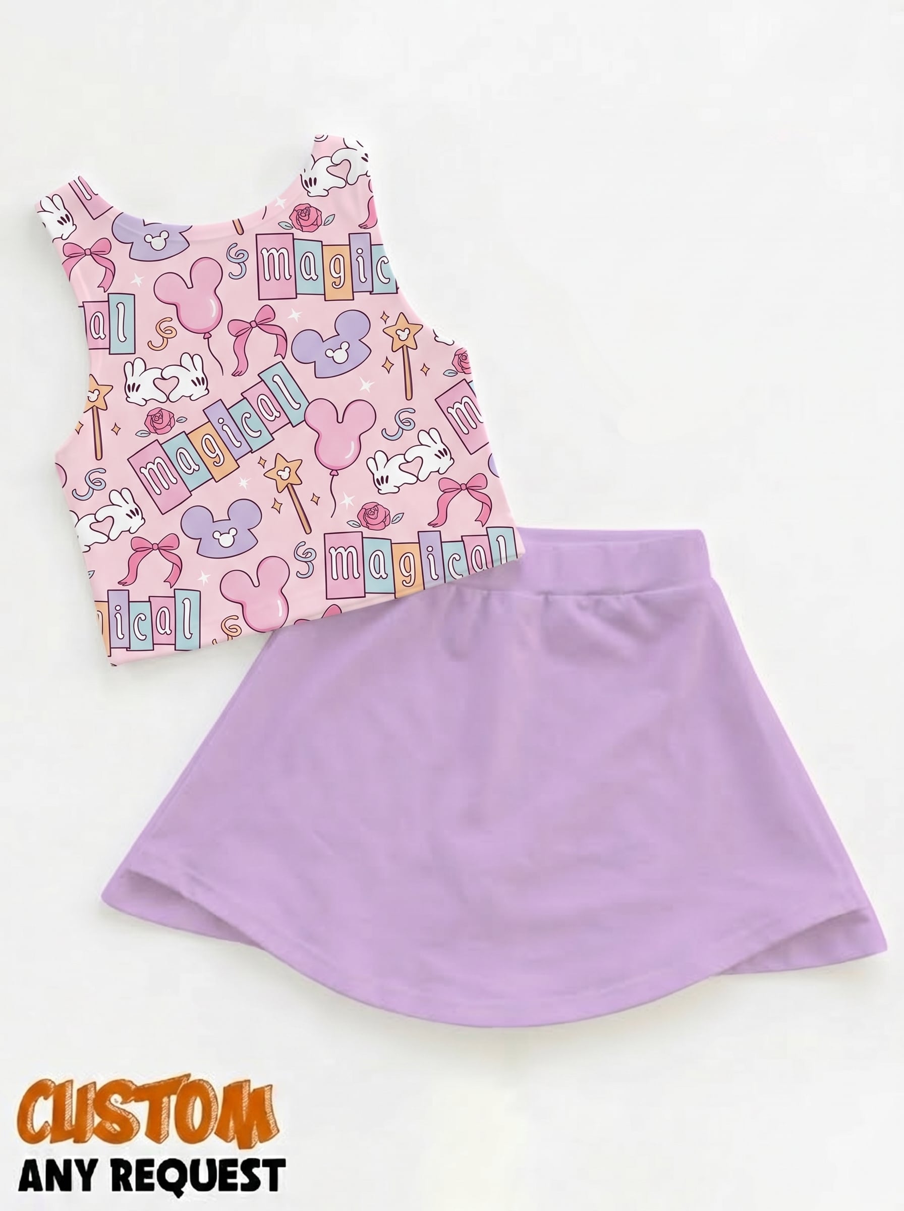 Coquette Disney Set Dress, Mickey Ears Bow Disneyland Vacation Outfit