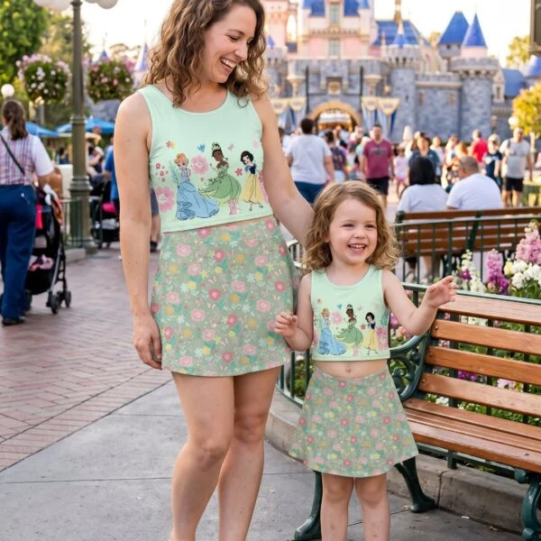 Tinker Bell Snow White Cinderella Flowers Coquette Bow Ruffle Dress, Disney Princess Disneyland Vacation Dress