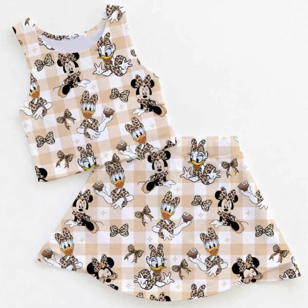 Disney Minnie Mouse Leopard Gingham Dress Set, Tan Animal Print Minnie Mouse Family Matching Dress Set, Mom and Me Vacation Outfit Costume