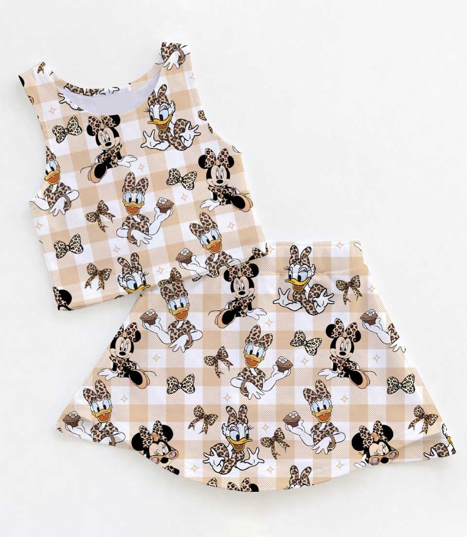 Disney Minnie Mouse Leopard Gingham Dress Set, Tan Animal Print Minnie Mouse Family Matching Dress Set, Mom and Me Vacation Outfit Costume