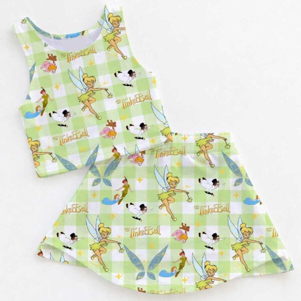 Disney Tinkerbell Fairy Dress Set, Green Gingham Tinker Bell Family Matching Dress Set, Mom and Me Peter Pan Vacation Outfit Costume