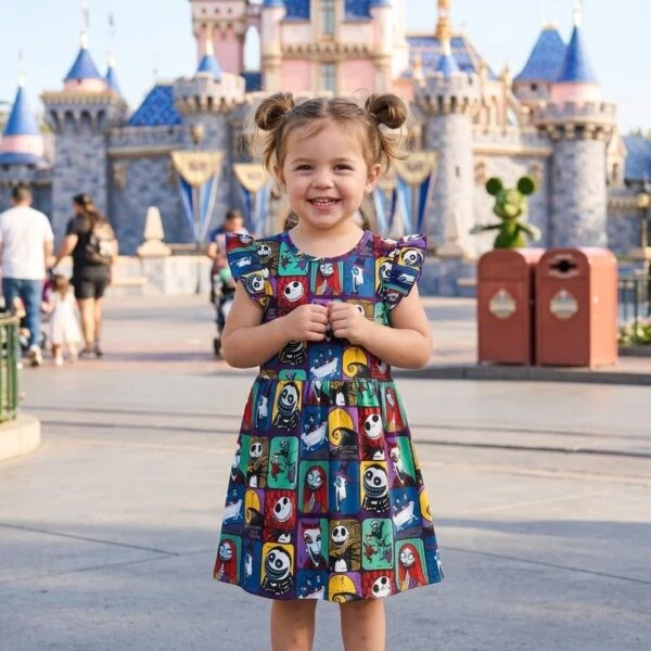 Nightmare Before Christmas Twirl Dress, Disney Halloween Outfit for Girls, Jack Skellington Dress