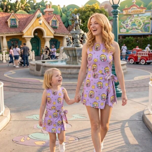 Princess Peach Tennis Dress Skirt, Super Mario Park Vacation Outfit, Princess Peach Skort Dress