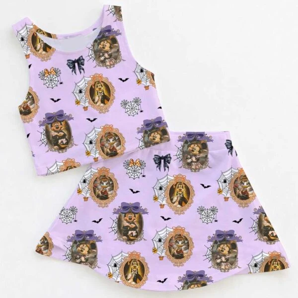 Disney Mickey Mouse Halloween Gothic Purple Dress Set, Vintage Halloween Mickey Mouse Family Matching Dress Set, Mom and Me Fall Vacation Outfit Costume