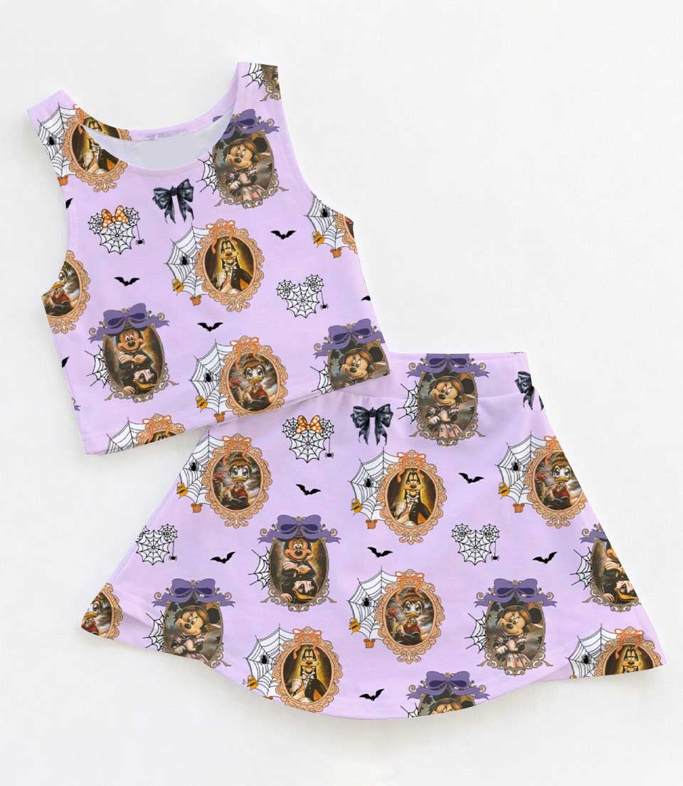 Disney Mickey Mouse Halloween Gothic Purple Dress Set, Vintage Halloween Mickey Mouse Family Matching Dress Set, Mom and Me Fall Vacation Outfit Costume