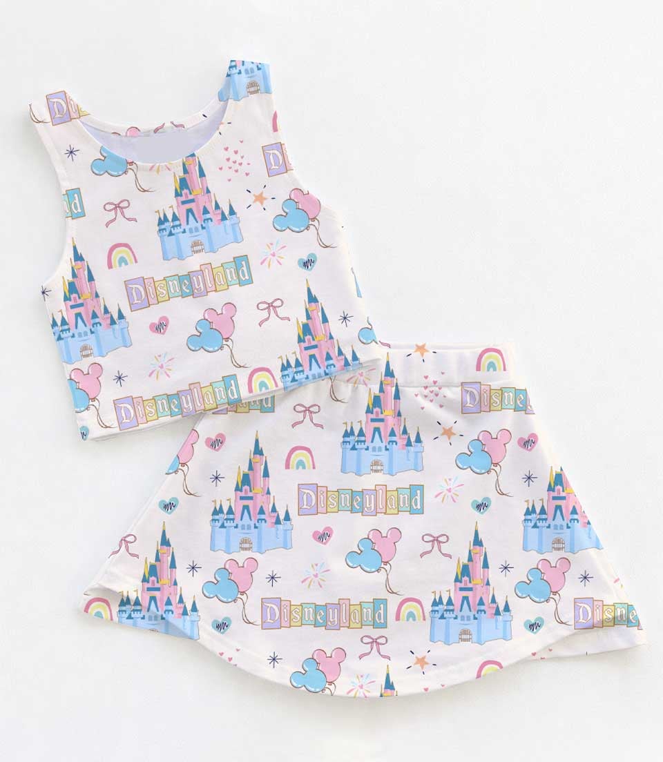 Disneyland Pastel Castle Matching Mom and Me Dress Set, Magical Theme Park Family Vacation Outfit