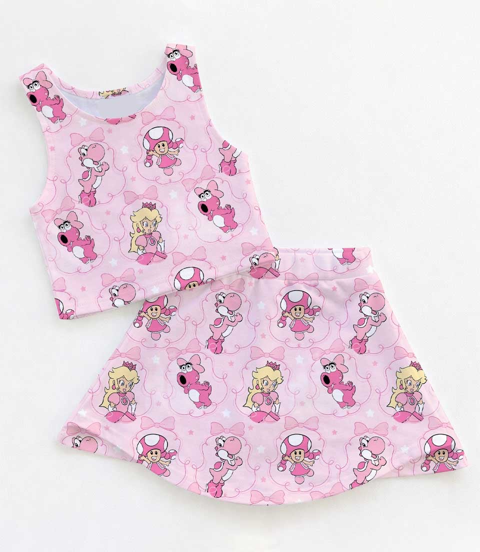 Nintendo Super Mario Princess Peach & Pink Yoshi Matching Mom and Me Dress Set, Cute Family Vacation Outfit