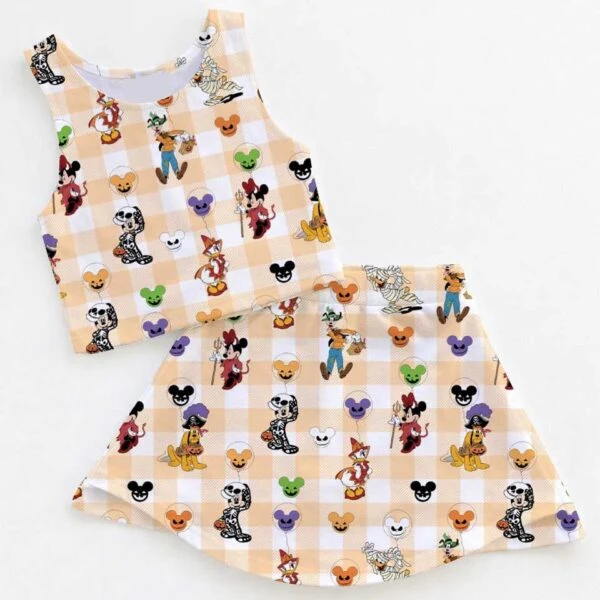 Disney Halloween Friends Plaid Matching Mom and Me Dress Set, Mickey and Pals Fall Family Vacation Outfit
